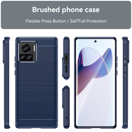 For Motorola Moto X30 Pro/Edge 30 Ultra Brushed Texture Carbon Fiber TPU Phone Case(Blue) by buy2fix