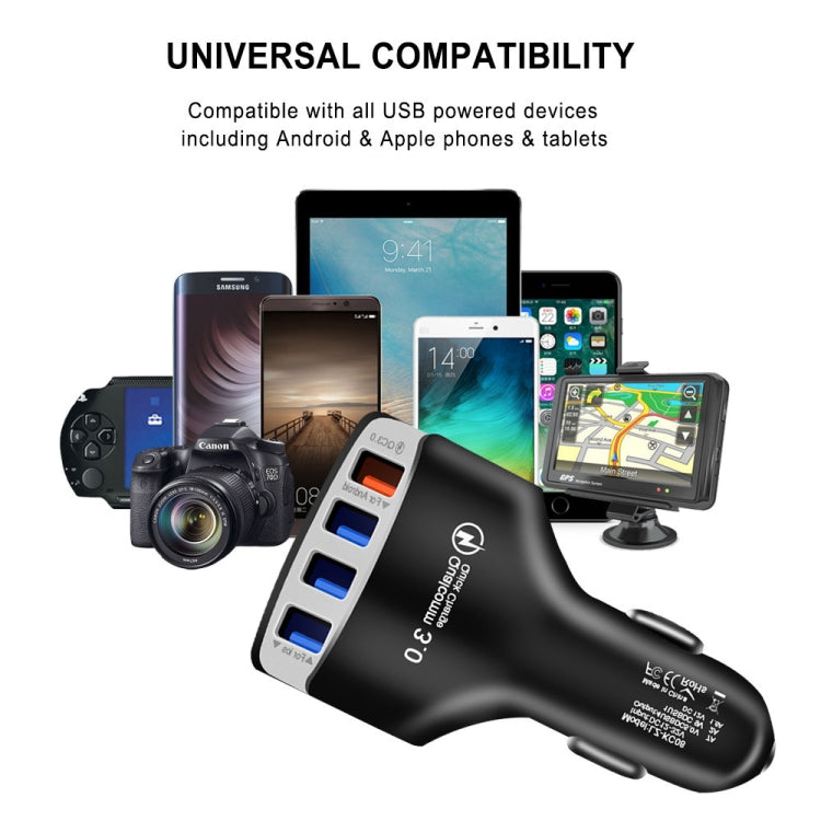 KC08 4 in 1 Cigarette Lighter Conversion Plug Multi-function USB Car Fast Charger(Black) by buy2fix