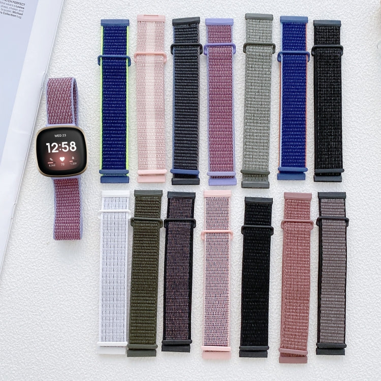 For Fitbit Versa 3 Nylon Rubber Buckle Watch Band(Black) by buy2fix