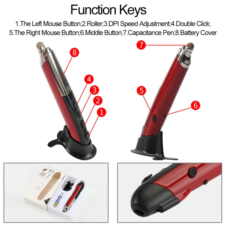PR-08 Multifunctional Wireless Bluetooth Pen Mouse Capacitive Pen Mouse(Red) by buy2fix