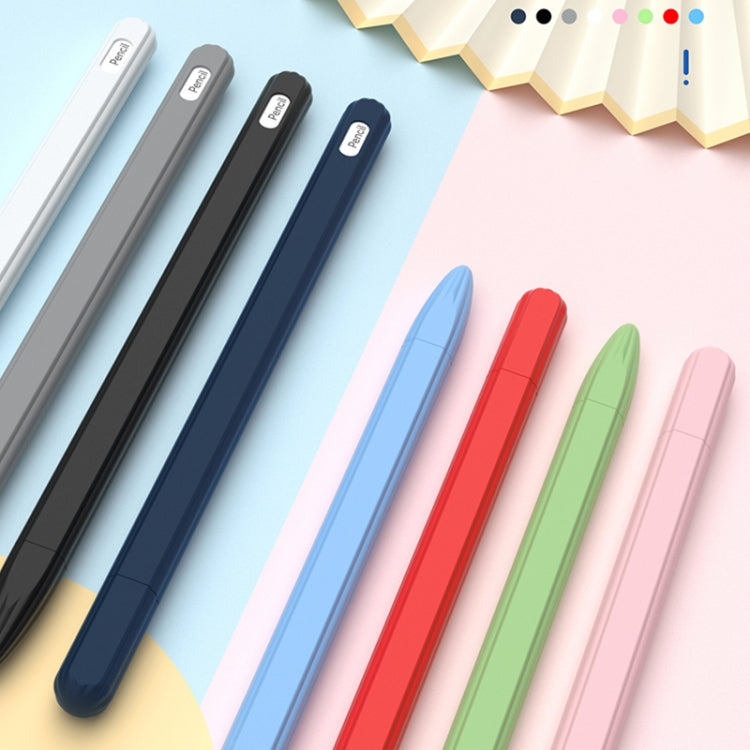 3 in 1 Striped Liquid Silicone Stylus Case with Two Tip Caps For Apple Pencil 1(Grey) by buy2fix
