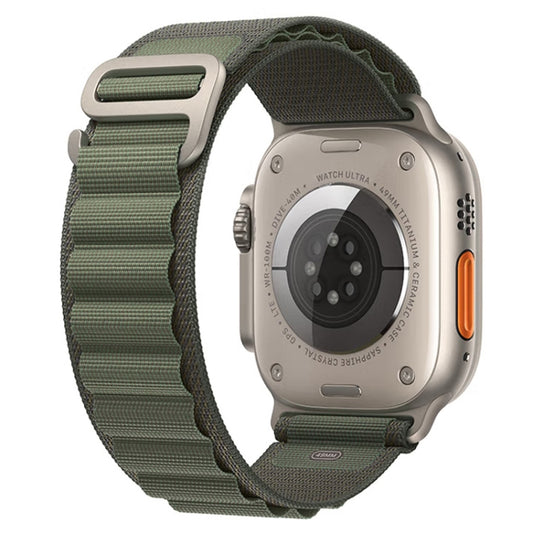 Nylon Watch Band For Apple Watch Series 8&7 45mm / SE 2&6&SE&5&4 44mm / 3&2&1 42mm (Army Green) by buy2fix