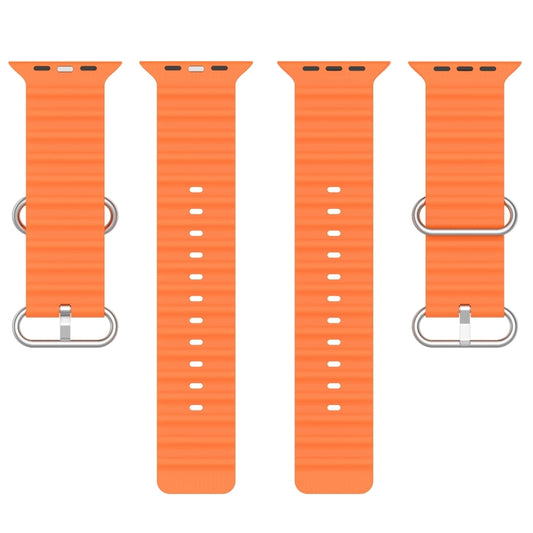 Ocean Silicone Watch Band For Apple Watch Ultra 49mm / Series 8&7 45mm / SE 2&6&SE&5&4 44mm (Orange) by buy2fix
