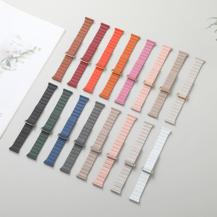 For Samsung Galaxy Watch5 20mm Magnetic Buckle Leather Watch Band(Silver+Pink) by buy2fix