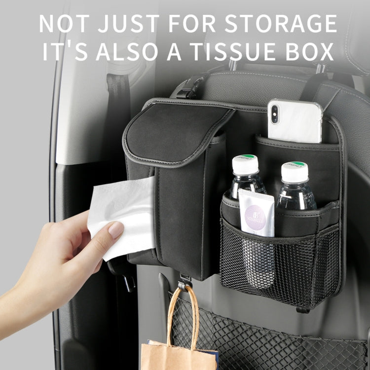 Car Seat Back Hanging Bag Sheepskin Leather Storage Bag With Hook(Blue) by buy2fix