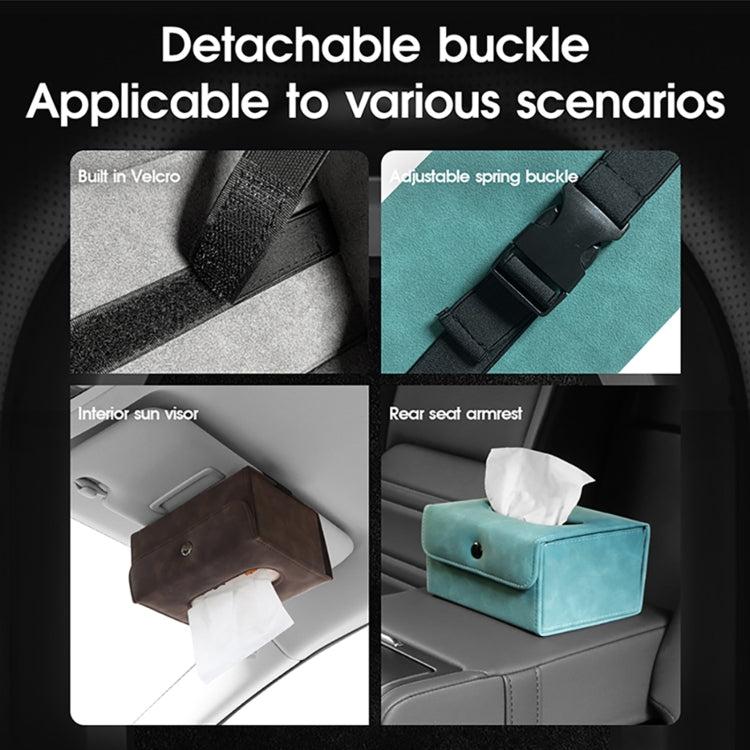 Car Hanging Type Tissue Box Sheepskin Leather Facial Tissue Case(Grey) by buy2fix