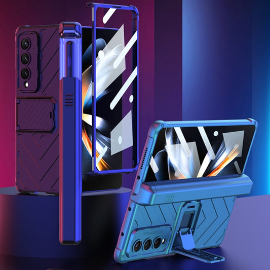 For Samsung Galaxy Z Fold4 GKK Integrated Magnetic Armor Flip Phone Case With Pen Box(Silver) by GKK