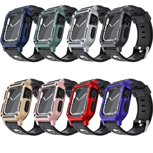 Military Silicone Watch Band + Watch Case Set For Apple Watch Series 9/8/7 45mm(Black) by buy2fix