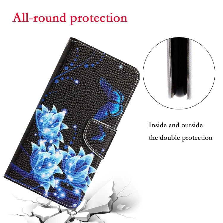 For vivo Y20 / Y12s Colored Drawing Leather Phone Case(Blue Butterfly) by buy2fix