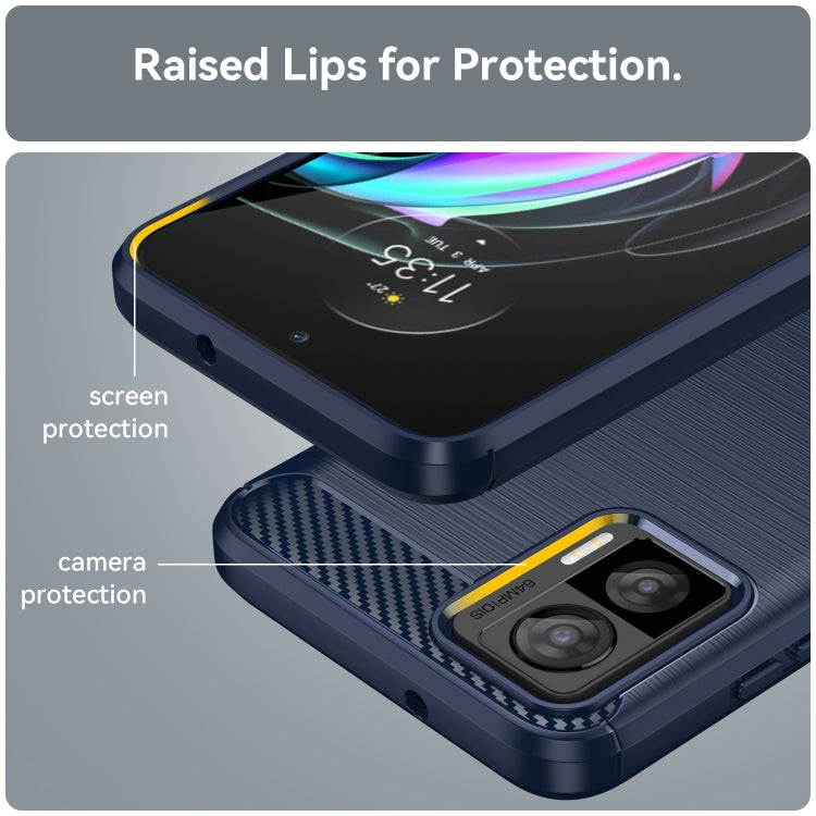 For Motorola Edge 30 Fusion Brushed Texture Carbon Fiber TPU Case(Navy Blue) by buy2fix