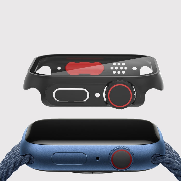 For Apple Watch Series 9 / 8 / 7 45mm Film PC Watch Case with Detachable Button (Black) by buy2fix