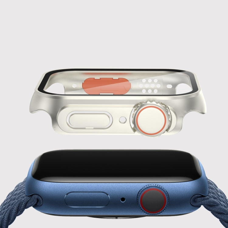 For Apple Watch Series 9 / 8 / 7 45mm Film PC Watch Case with Detachable Button (Silver) by buy2fix