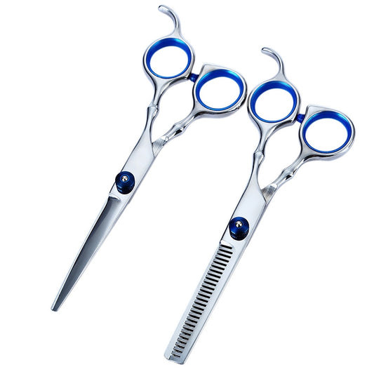 2pcs / Set Professional Hair Cutting Thinning Scissor Hairdressing Flat Shear Scissors Kit(Blue) by buy2fix