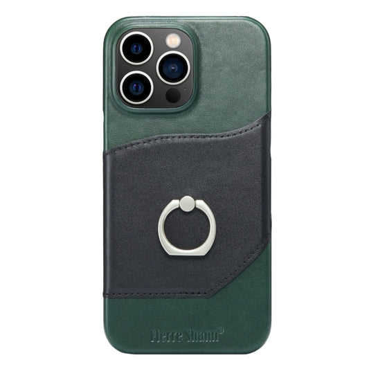 For iPhone 14 Pro Fierre Shann Oil Wax Texture Genuine Leather Back Case(Black) by FIERRE SHANN