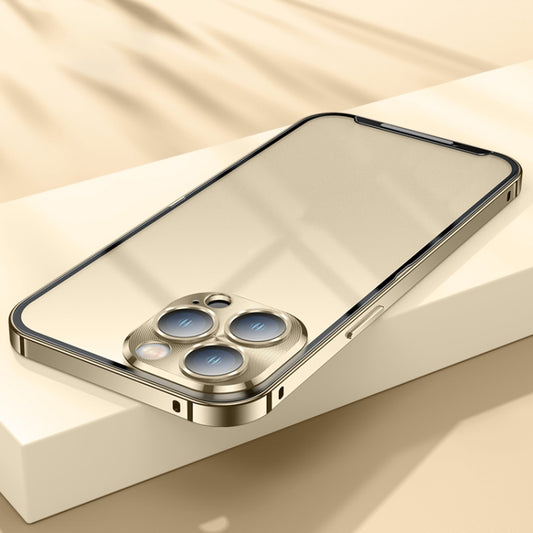 For iPhone 14 Pro Max Frosted Metal Phone Case (Gold) by buy2fix