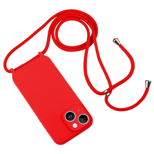 For iPhone 14 Crossbody Lanyard Liquid Silicone Case(Red) by buy2fix