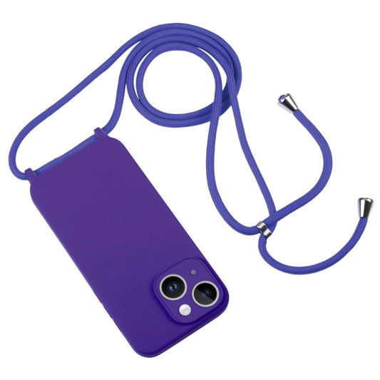 For iPhone 14 Crossbody Lanyard Liquid Silicone Case(Purple) by buy2fix