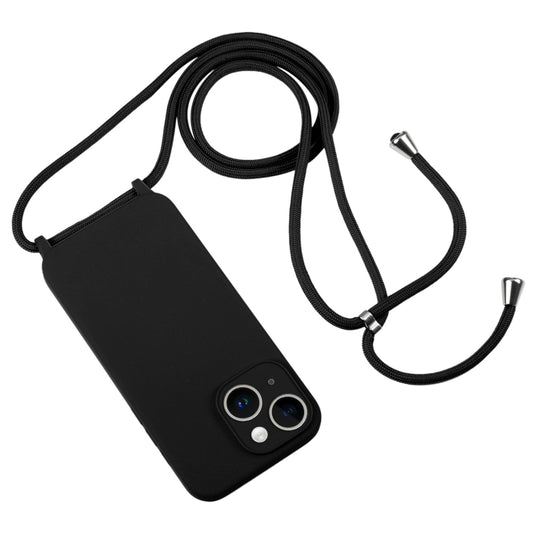 For iPhone 14 Crossbody Lanyard Liquid Silicone Case(Black) by buy2fix
