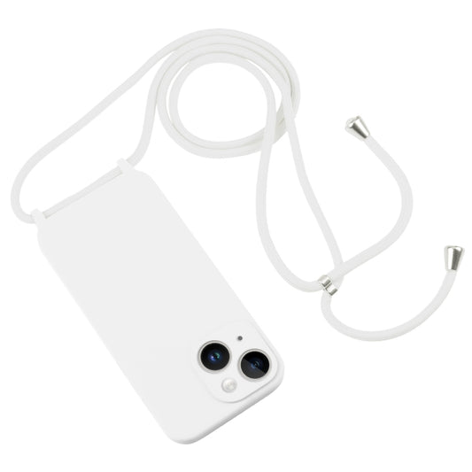 For iPhone 14 Crossbody Lanyard Liquid Silicone Case(White) by buy2fix