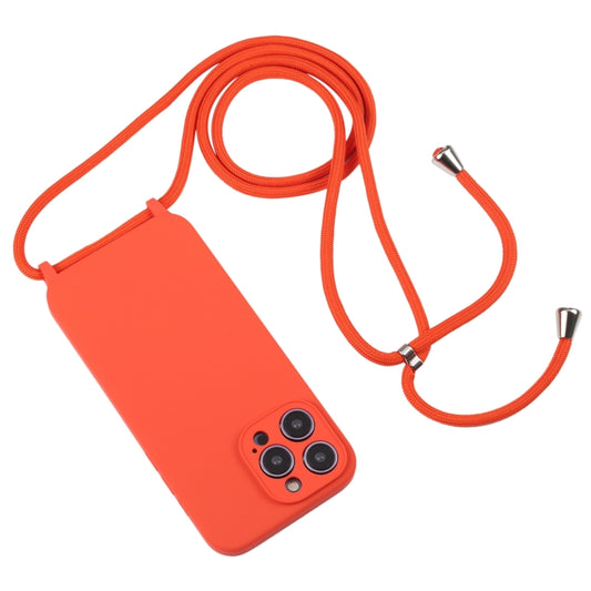 For iPhone 14 Pro Max Crossbody Lanyard Liquid Silicone Case(Orange) by buy2fix