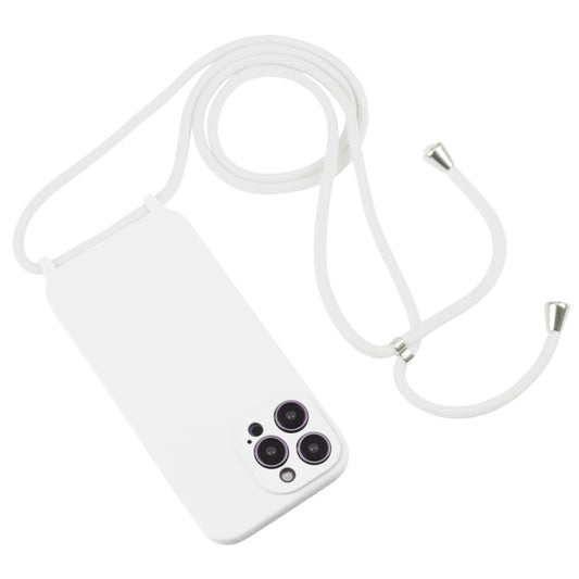 For iPhone 14 Pro Max Crossbody Lanyard Liquid Silicone Case(White) by buy2fix
