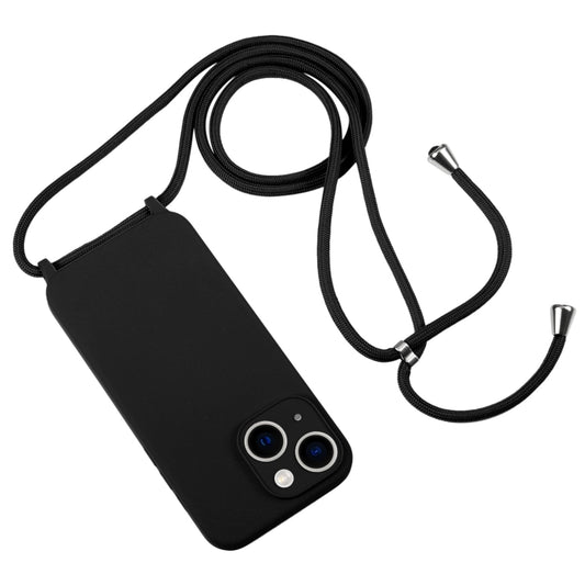 For iPhone 13 Crossbody Lanyard Liquid Silicone Case(Black) by buy2fix
