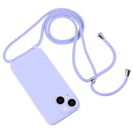 For iPhone 13 Crossbody Lanyard Liquid Silicone Case(Light Purple) by buy2fix