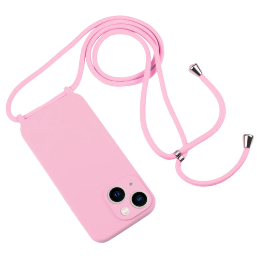 For iPhone 13 Crossbody Lanyard Liquid Silicone Case(Pink) by buy2fix