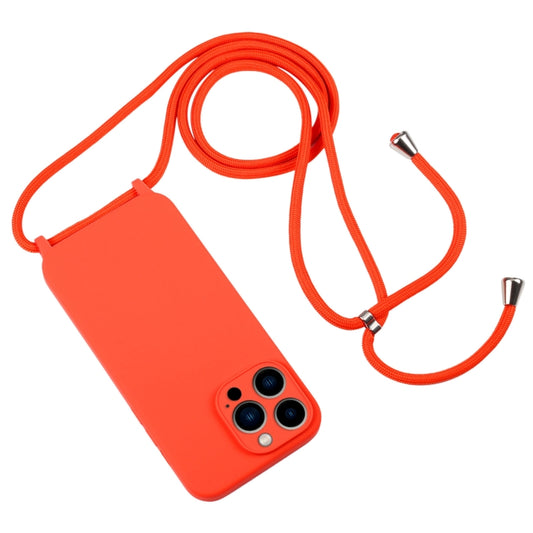 For iPhone 13 Pro Max Crossbody Lanyard Liquid Silicone Case(Orange) by buy2fix