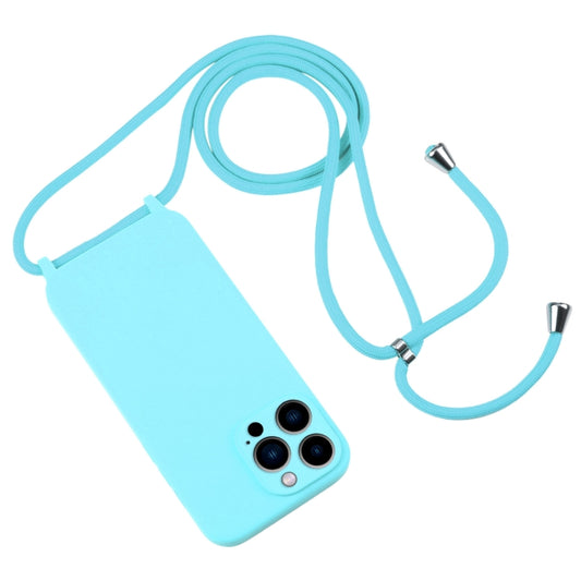 For iPhone 13 Pro Max Crossbody Lanyard Liquid Silicone Case(Ice Blue) by buy2fix
