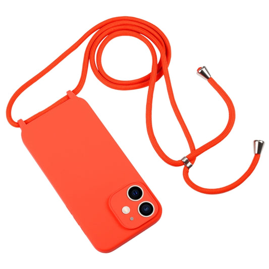 For iPhone 12 Crossbody Lanyard Liquid Silicone Case(Orange) by buy2fix