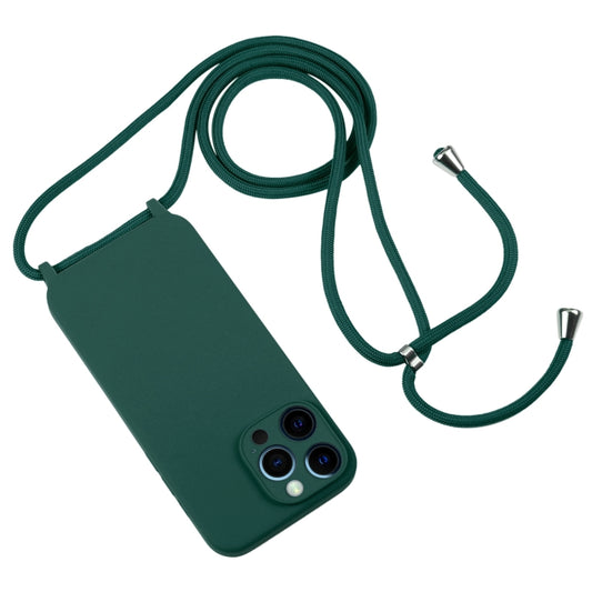 For iPhone 12 Pro Max Crossbody Lanyard Liquid Silicone Case(Clover Green) by buy2fix
