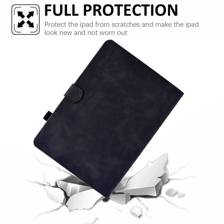For iPad Air 2022 / 2020 10.9 Embossed Smile Flip Tablet Leather Smart Case(Black) by buy2fix