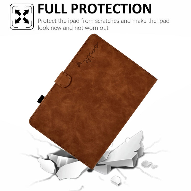 For iPad mini 2024 / mini 6 Embossed Smile Flip Tablet Leather Smart Case(Brown) by buy2fix