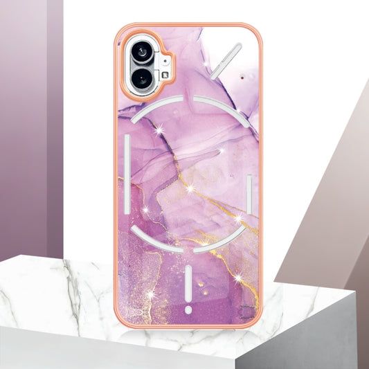 For Nothing Phone 1 Electroplating Marble Pattern IMD TPU Phone Case(Purple 001) by buy2fix
