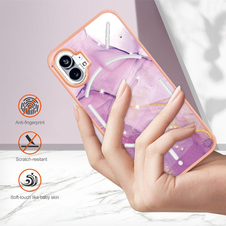 For Nothing Phone 1 Electroplating Marble Pattern IMD TPU Phone Case(Purple 001) by buy2fix
