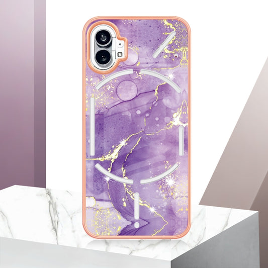 For Nothing Phone 1 Electroplating Marble Pattern IMD TPU Phone Case(Purple 002) by buy2fix
