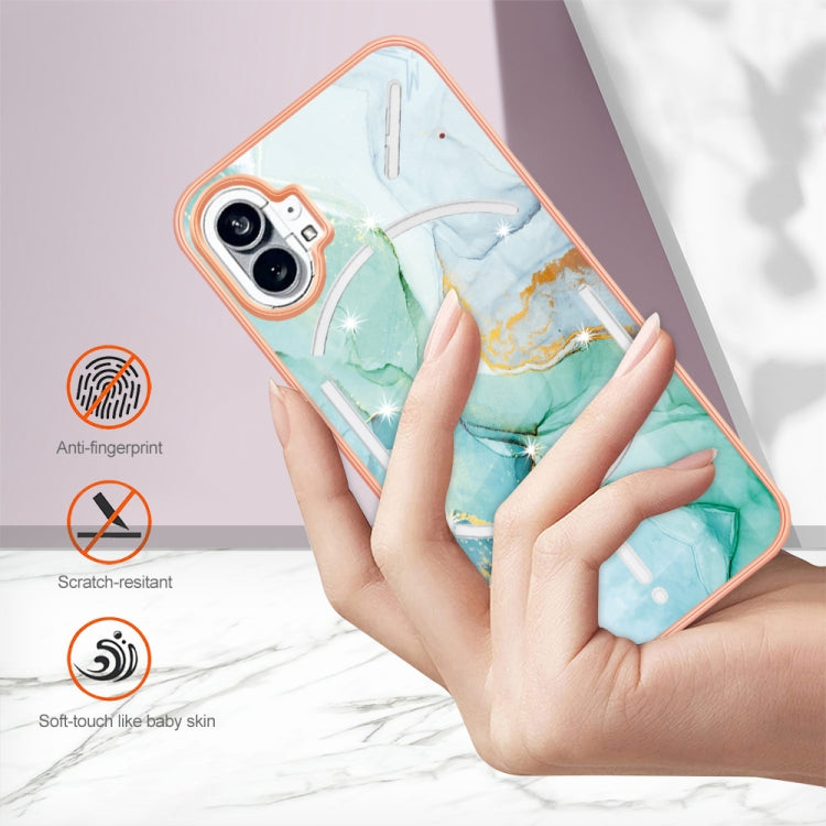 For Nothing Phone 1 Electroplating Marble Pattern IMD TPU Phone Case(Green 003) by buy2fix