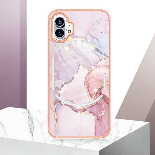 For Nothing Phone 1 Electroplating Marble Pattern IMD TPU Phone Case(Rose Gold 005) by buy2fix