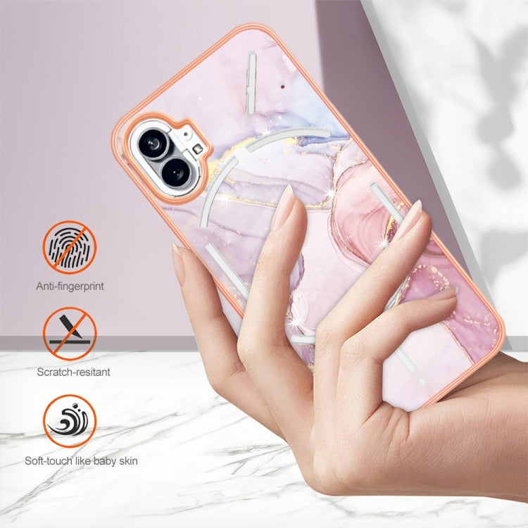 For Nothing Phone 1 Electroplating Marble Pattern IMD TPU Phone Case(Rose Gold 005) by buy2fix