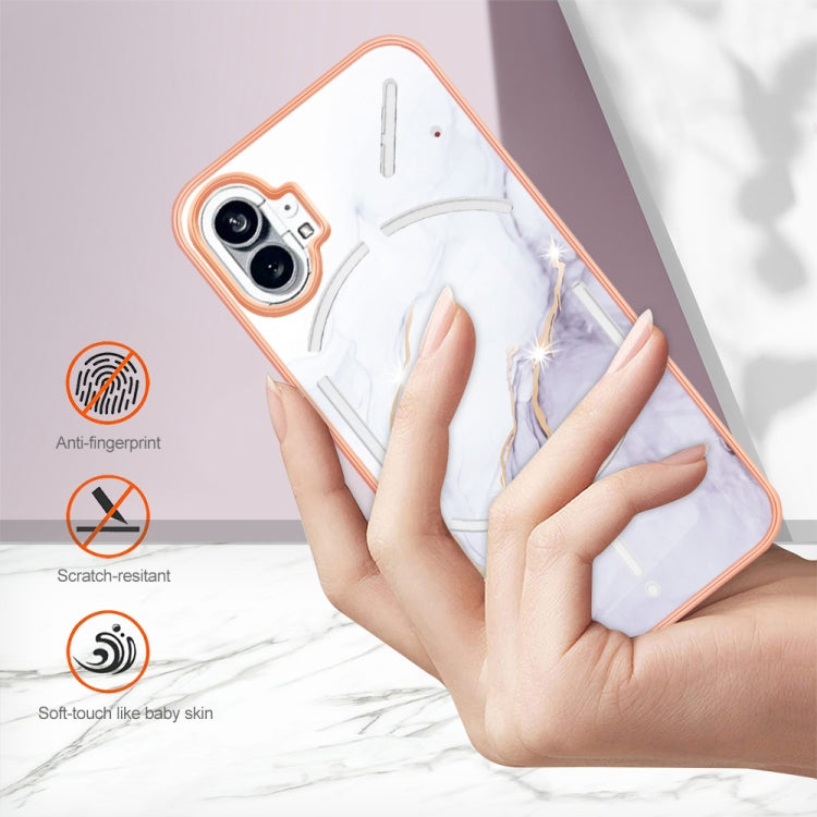 For Nothing Phone 1 Electroplating Marble Pattern IMD TPU Phone Case(White 006) by buy2fix