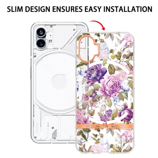 For Nothing Phone 1 Flowers and Plants Series IMD TPU Phone Case(Purple Peony) by buy2fix