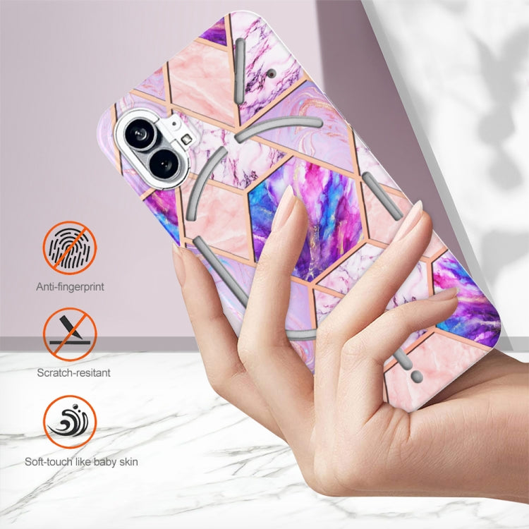 For Nothing Phone 1 Electroplating IMD Splicing Marble TPU Phone Case(Light Purple) by buy2fix