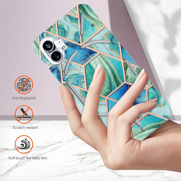 For Nothing Phone 1 Electroplating IMD Splicing Marble TPU Phone Case(Green) by buy2fix