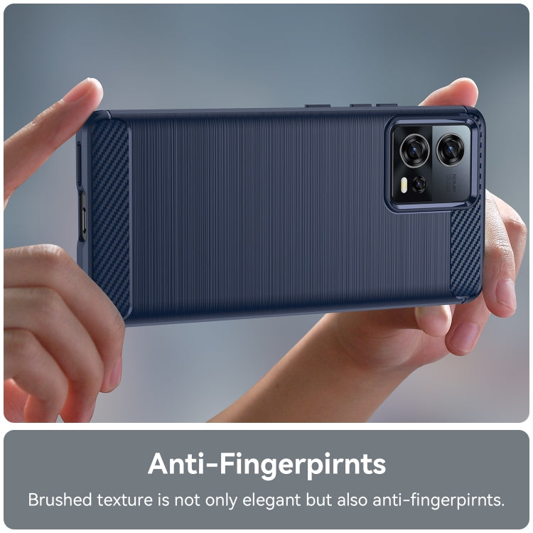 For Motorola Edge 30 Fusion/Moto S30 Pro Brushed Texture Carbon Fiber TPU Phone Case(Blue) by buy2fix