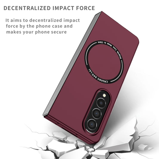For Samsung Galaxy Z Fold4 Magsafe Magnetic Folding PC Phone Case(Wine Red) by buy2fix