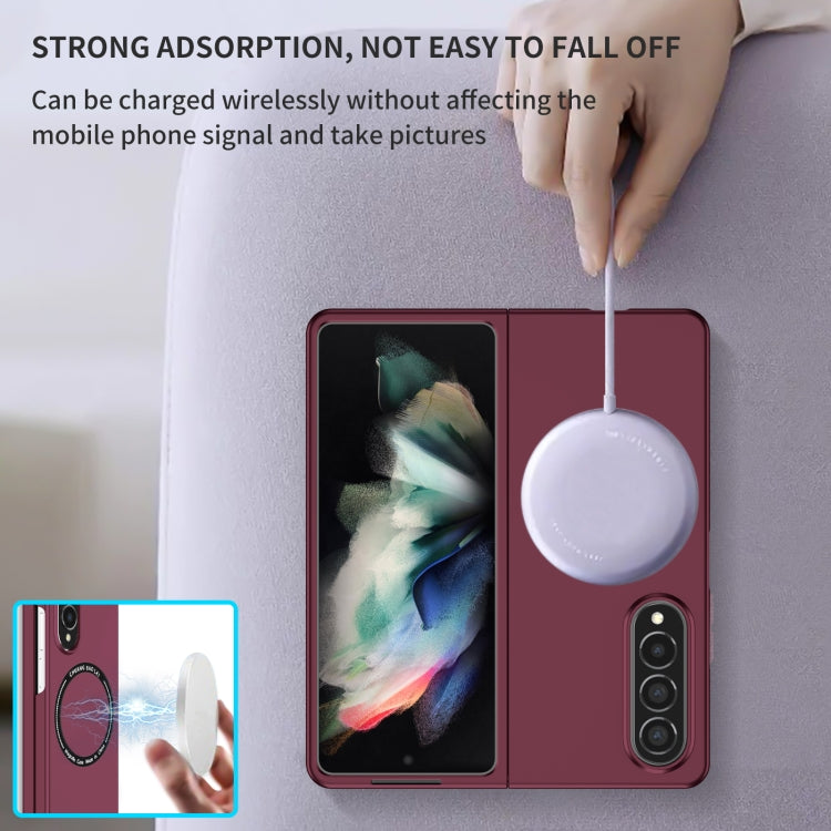 For Samsung Galaxy Z Fold4 Magsafe Magnetic Folding PC Phone Case(Wine Red) by buy2fix