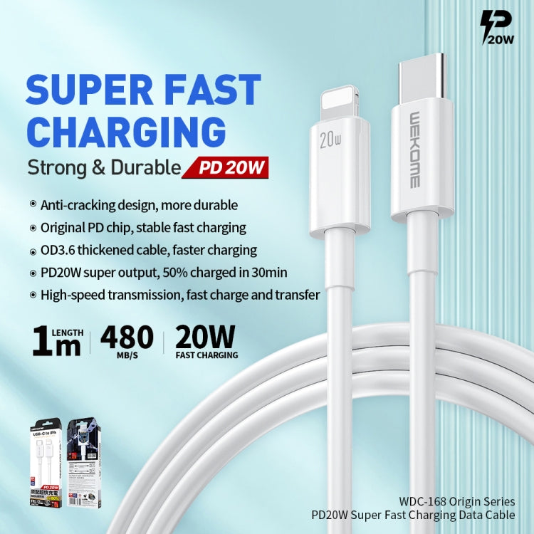 WEKOME WDC-168 Original Series PD 20W USB-C / Type-C to 8 Pin Fast Charge Data Cable Length: 1m by WK