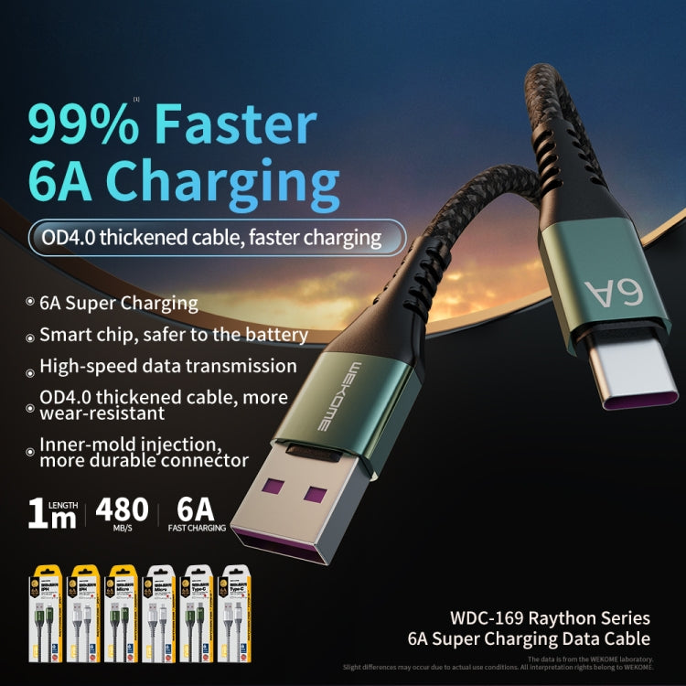 WEKOME WDC-169I Raython Series 6A USB to 8 Pin Fast Charge Data Cable Length: 1m(Black) by WK