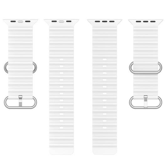 Ocean Silicone Watch Band for Apple Watch Series 9&8&7 41mm / SE 3&SE 2&6&SE&5&4 40mm / 3&2&1 38mm(White) by buy2fix